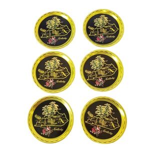 Kentucky Souvenir State Tin Coasters Red Cardinal Vintage Set Of 6